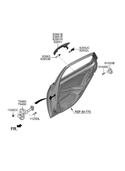 2022 Hyundai Ioniq 5 HANDLE-REAR DOOR OUTSIDE,LH Diagram for 83651-L0ZA0