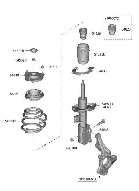 2021 Hyundai Sonata Front Spring & Strut Diagram