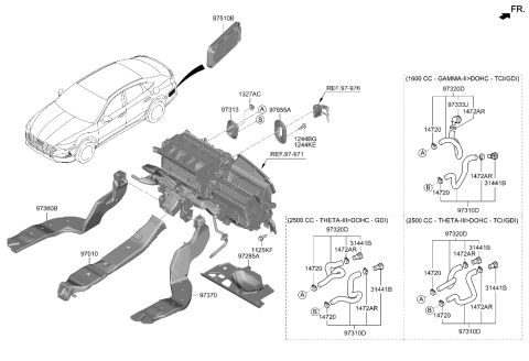 2020 Hyundai Sonata Duct-Rear Heating,RH Diagram for 97370-L0000