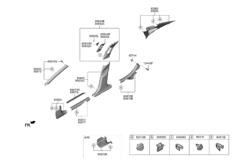 2020 Hyundai Sonata Trim Assembly-Cowl Side RH Diagram for 85824-L0000-NNB