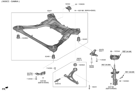 2021 Hyundai Ioniq CROSSMEMBER COMPL Diagram for 62405-L1200