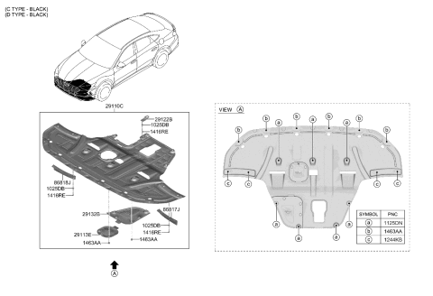 2020 Hyundai Sonata Panel-Under Cover Drain Diagram for 29133-L0000