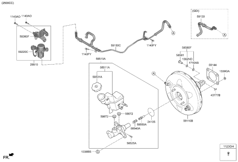 2020 Hyundai Sonata BOOSTER ASSY-BRAKE Diagram for 59110-L0200