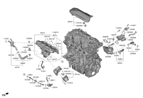 2020 Hyundai Sonata Engine Cover Assembly Diagram for 29240-2M800