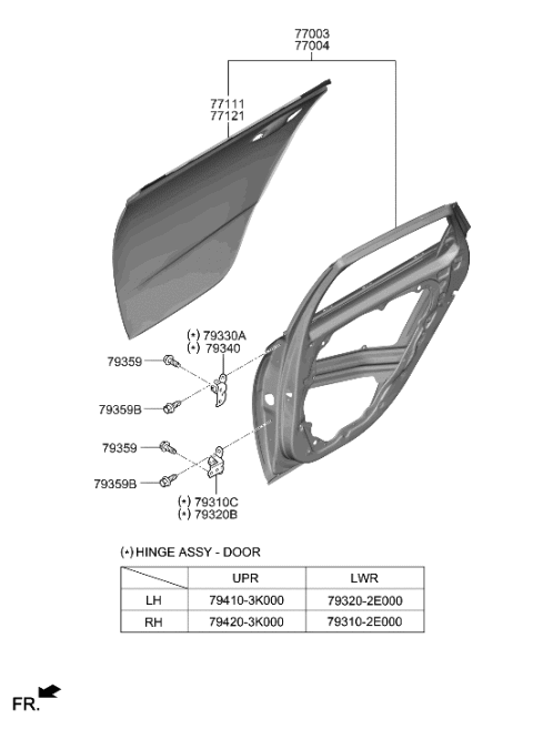 2020 Hyundai Sonata Rear Door Panel Diagram