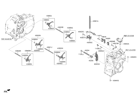 2020 Hyundai Sonata Gear Shift Control-Manual Diagram