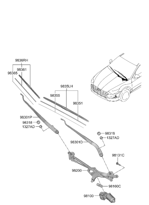 2021 Hyundai Sonata Windshield Wiper Diagram