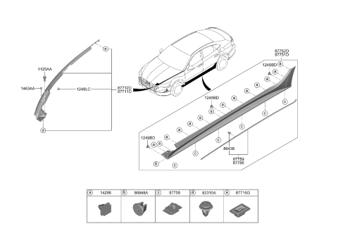 2020 Hyundai Sonata Body Side Moulding Diagram