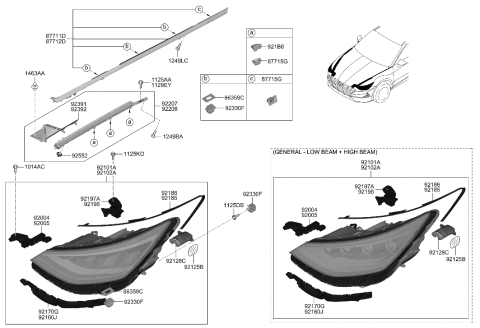 2020 Hyundai Sonata Bracket-H/LAMP MTG SUPT,RH Diagram for 92154-L0100