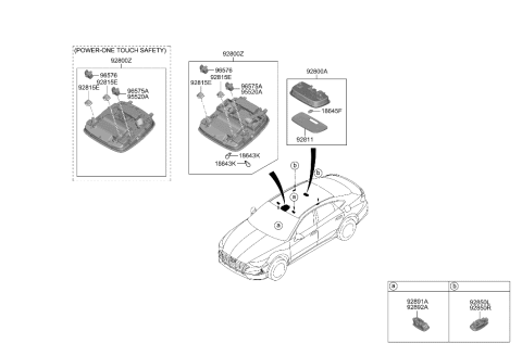 2022 Hyundai Ioniq 5 Overhead Console Lamp Assembly Diagram for 92800-L0000-NVC