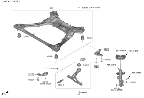2022 Hyundai Sonata Front Suspension Crossmember Diagram 1
