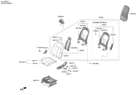 2021 Hyundai Sonata Knob-Front Seat Recliner,LH Diagram for 88016-L0000-YTH