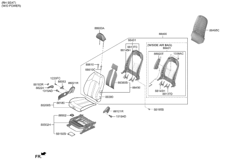 2022 Hyundai Sonata Map Board Assembly-FRT Seat Back,R Diagram for 88490-L0300-YTH