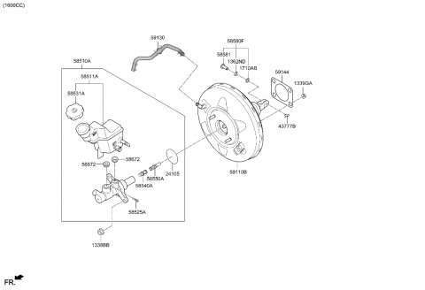 2020 Hyundai Sonata Brake Master Cylinder & Booster Diagram 1