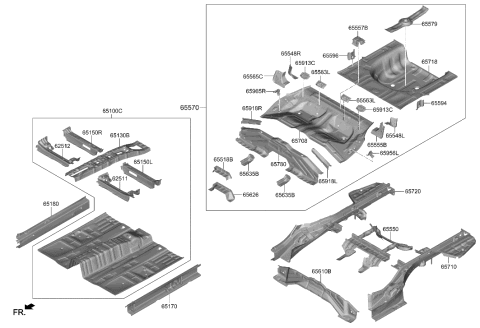 2021 Hyundai Sonata Panel Assembly-Rear Floor,RR Diagram for 65513-L0000