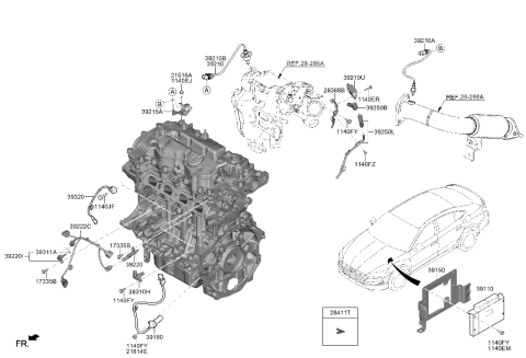 2022 Hyundai Ioniq 5 Bracket-Oxygen Sensor Diagram for 39212-2M410