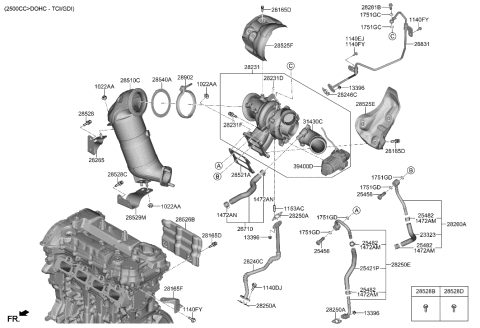 2006 Hyundai Accent Gasket-Catalyst Case Diagram for 28535-2SAD0