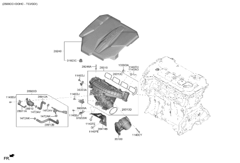 2021 Hyundai Sonata PCSV & BRKT Assembly Diagram for 28900-2S220
