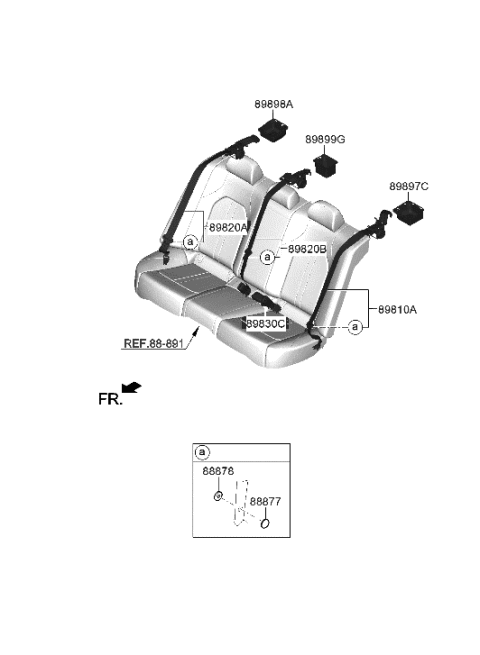 2020 Hyundai Sonata 2Nd Left Seat Belt Assembly Diagram for 89810-L0000-NNB