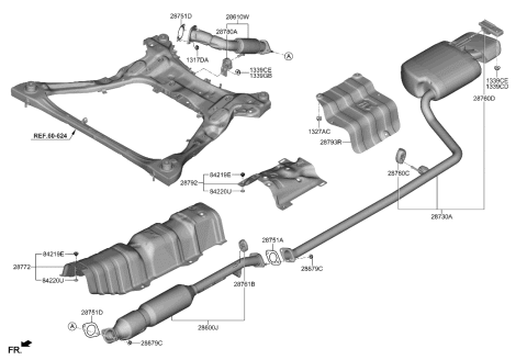 2021 Hyundai Ioniq Front Muffler Assembly Diagram for 28610-L0800