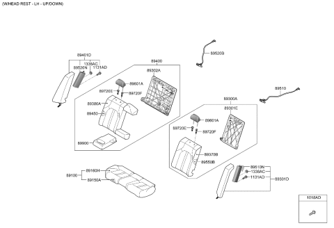 2006 Hyundai Accent Guide Assembly-R/S H/REST W/LVR Diagram for 89770-L0000-NNB