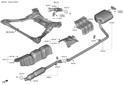 2020 Hyundai Sonata Muffler & Exhaust Pipe Diagram 1