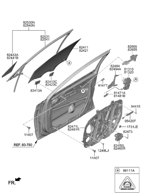 2022 Hyundai Ioniq 5 Motor Assembly-Front Power WDW,RH Diagram for 82460-L1010