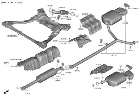 2021 Hyundai Sonata Front Muffler Assembly Diagram for 28610-L0000