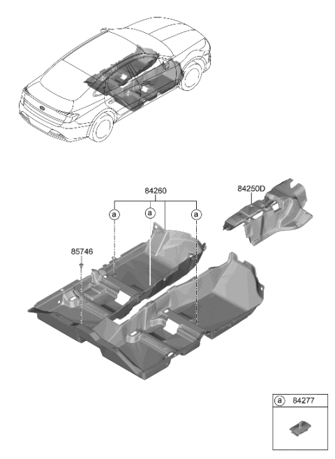 2021 Hyundai Sonata Carpet Assembly-Floor Diagram for 84260-L0100-YTH