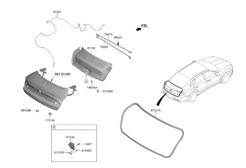2021 Hyundai Ioniq Trunk Lid Latch Assembly Diagram for 81230-L0000