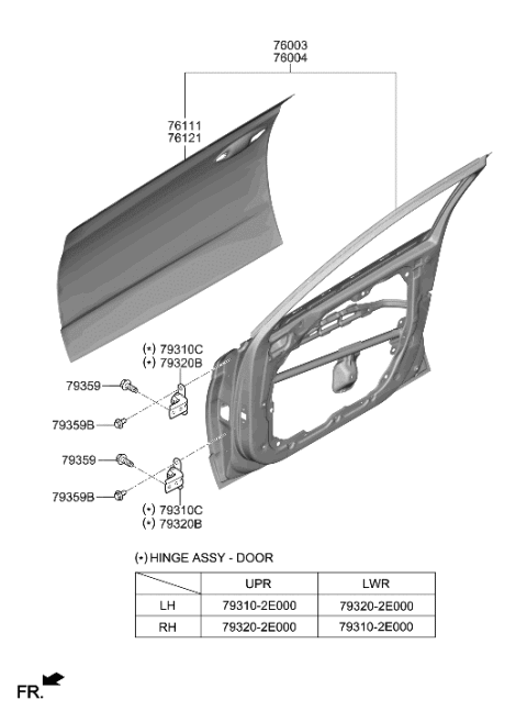2021 Hyundai Sonata Panel Assembly-Front Door,RH Diagram for 76004-L0000