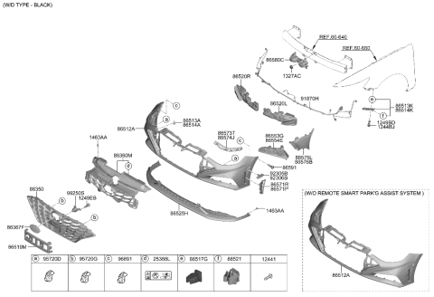 2021 Hyundai Sonata COVER-FR BUMPER UPR Diagram for 86510-L0400