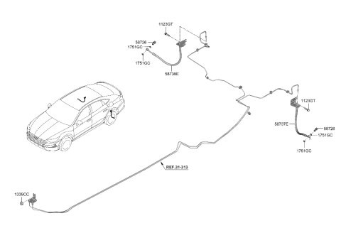 2022 Hyundai Sonata Hose-Rear Wheel LH Diagram for 58737-L1100