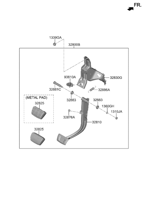 2021 Hyundai Sonata Brake & Clutch Pedal Diagram