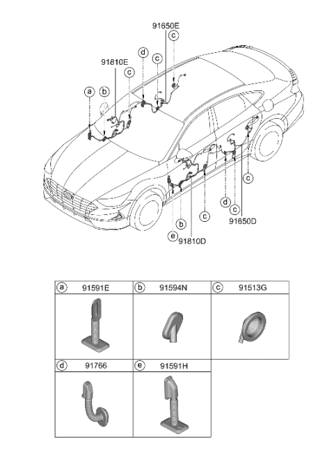 2020 Hyundai Sonata Grommet-Rear Door Diagram for 91981-J9010