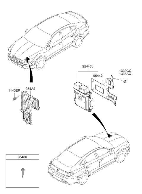 2020 Hyundai Sonata T/M Control Unit Diagram for 95440-4GBT0