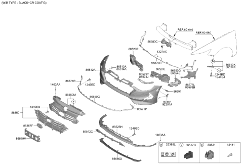 2020 Hyundai Sonata Front Bumper Diagram 1