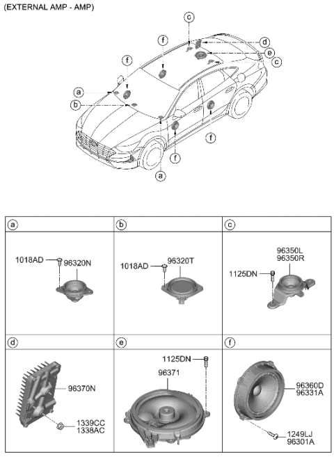 2020 Hyundai Sonata Front Midrange Speaker Assembly Diagram for 96320-L1200