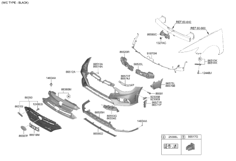 2021 Hyundai Sonata Front Bumper Diagram 2