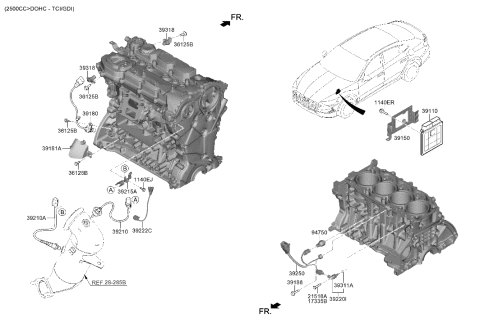 2020 Hyundai Sonata Sensor Assembly-Knock Diagram for 39250-2S200