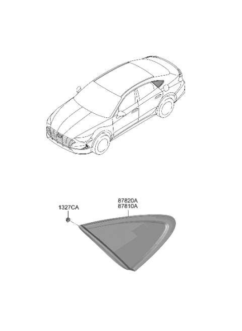 2021 Hyundai Sonata Glass & MOULDING Assembly-Quarter Diagram for 87820-L0000