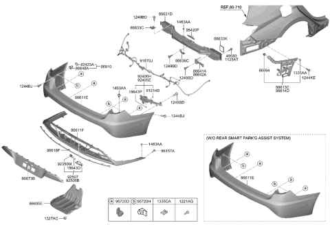 2022 Hyundai Sonata Rear Bumper Cover Diagram for 86610-L0020