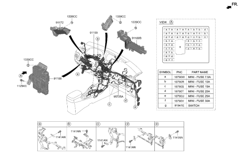 2023 Hyundai Kona Junction Box Assembly-I/PNL Diagram for 91951-J9190