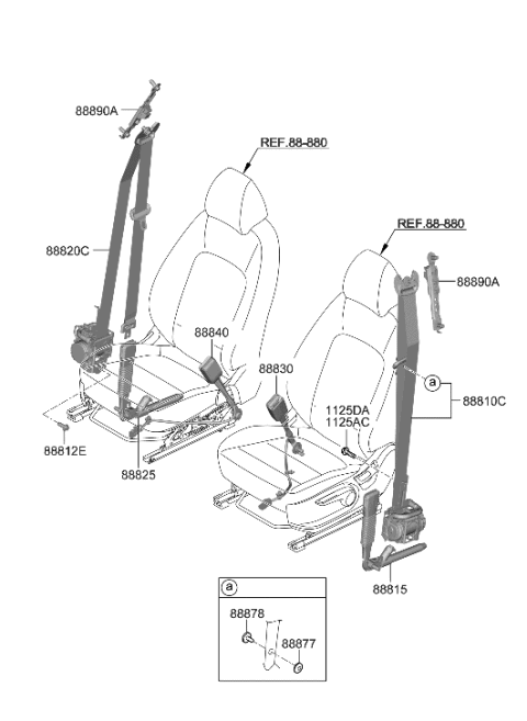 2012 Hyundai Veracruz Front Seat Belt Assembly Right Diagram for 88820-J9500-TRY