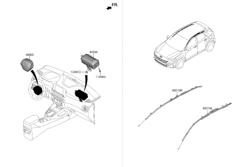 2022 Hyundai Kona Curtain Air Bag Module,LH Diagram for 80410-J9500