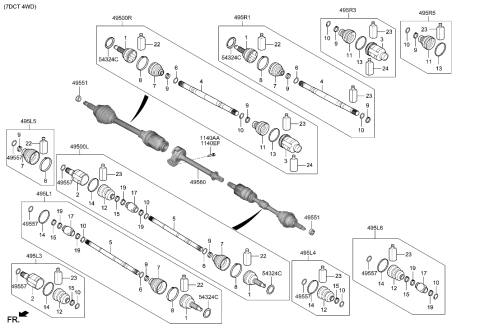 2023 Hyundai Santa Fe Boot Kit-Diff Side,RH Diagram for 495R5-J9710