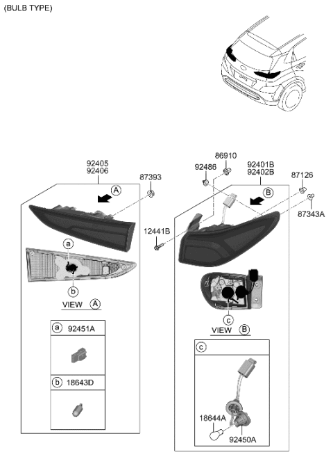 2023 Hyundai Kona Lamp Assembly-Rear Comb Inside,LH Diagram for 92403-J9500