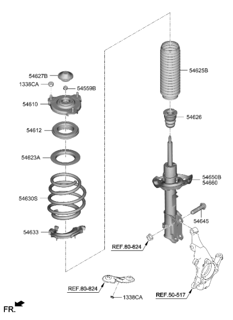 2022 Hyundai Kona Front Spring & Strut Diagram