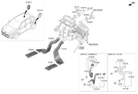 2023 Hyundai Kona Duct-Rear Heating,RH Diagram for 97370-J9000