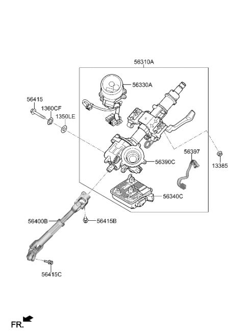 2022 Hyundai Kona Steering Column & Shaft Diagram